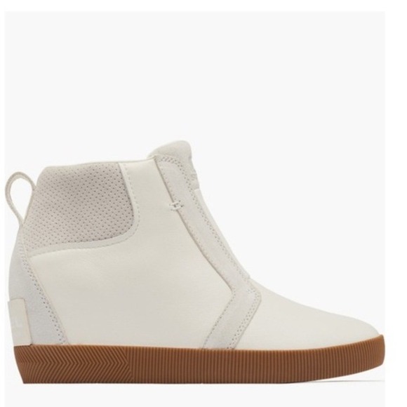 Sorel Out N About Wedge Leather Bootie, Ankle Boots White/Sea‎ Salt, Size 8, NWT - Picture 10 of 15